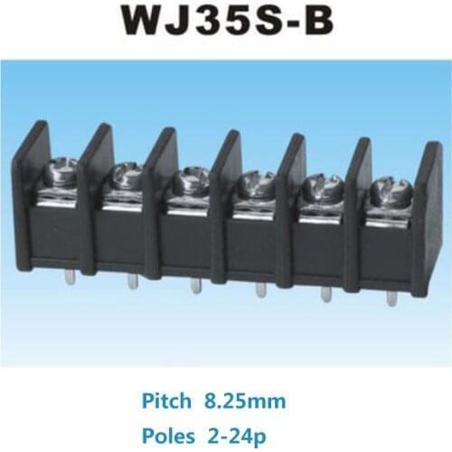 50Pcs Barrier PCB Screw Terminal Block Pitch 8.25mm 35S-B Straight Pin 2/3P Morsettiera Wire Cable Connector Bornier 20A 14AWG