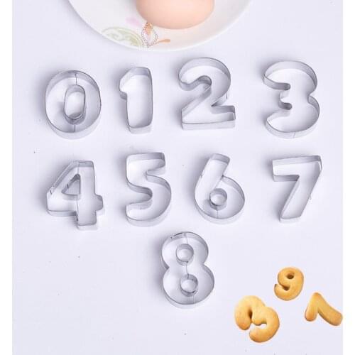 9PCS/Set 0-9 Number Cookie Cutters Mould Stainless Steel Cute Candy Biscuit Mold DIY Baking Tools