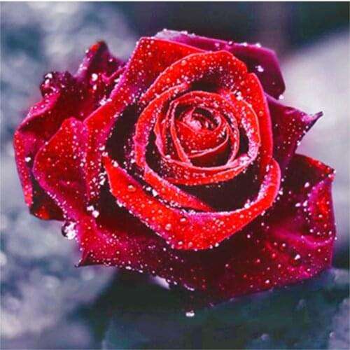 Red Rose Diamond Painting 5D Full Round Floral DIY Mosaic Embroidery Cross Stitch Resin Rhinestones Picture