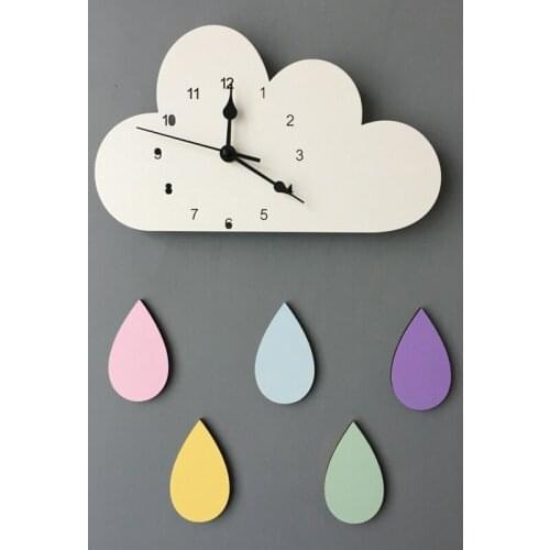 Cloud White Raindrop Clock Wall Clock Cloud Wall Clock Cute Wall Clock Home Decoration