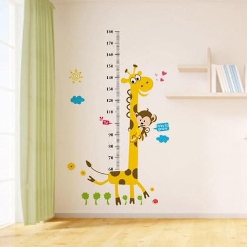 Kids Height Chart Wall Sticker Decor Cartoon Giraffe Height Ruler Wall Stickers Home Room Decoration Wall Art Sticker Poster