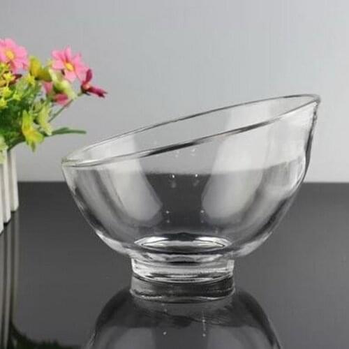 European fashion oblique mouth fruit bowl half round buffet sauce glass bowl oblique glass fruit bowl SIZE S