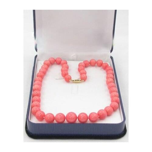 GRADUATED 18" 100% NATURAL 12MM PINK CORAL NECKLACE