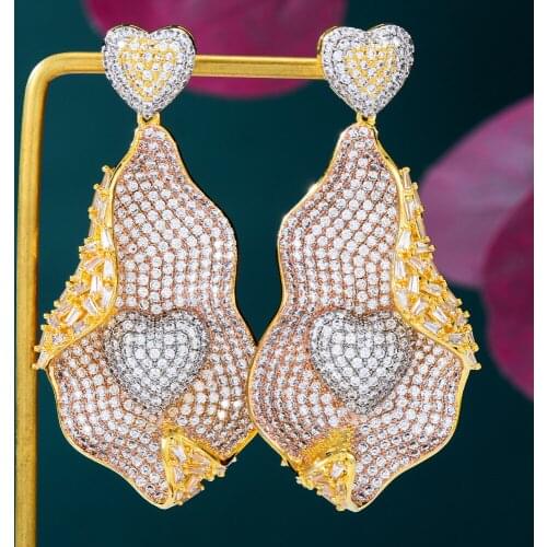 JIMBORA Brand Gorgeous Luxury Heart Gold Drop Earrings for Women Girl Summer beach Party Jewelry Luxury eye-catching 2021 New