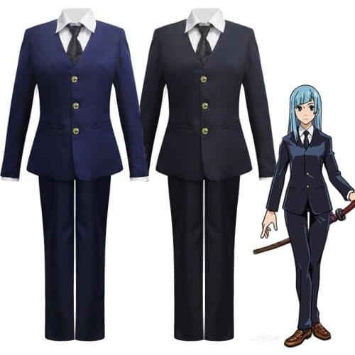 Jujutsu Kaisen Anime Costume Halloween Miwa Kasumi Cosplay Coat Shirt Pants Suits Heat Resistant Synthetic Wigs for Women Girls