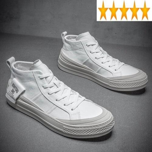 Sneakers Fashion Top Mens High Joggers Skateboard Round Toe Lace Up White Casual Streetwear Designer Genuine Leather Shoes