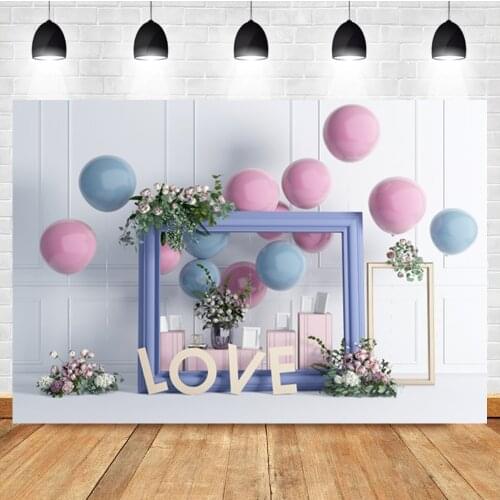 Laeacco Vintage Wall Balloon Love Flowers Birthday Portrait Custom Photo Photography Backdrop Photo Background For Photo Studio