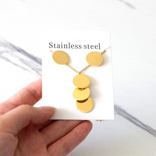 LUXUKISSKIDS New Arrival Trendy Round Shape Stainless Steel Chain Necklaces Earrings Sets For Women Wedding Jewellry pendientes