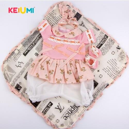 KEIUMI Cute Baby Girl Doll Dress Suit For 17 inch Reborn Baby Doll With Pretty Flower For Kids Doll Collection