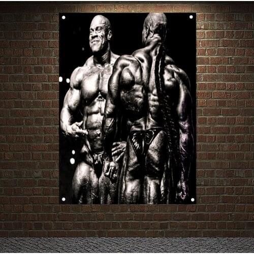Muscular Hunk Tapestry Wall Art Training Ground Fitness Inspirational Workout Poster Gym Decoration Banners Wall Hanging Sports
