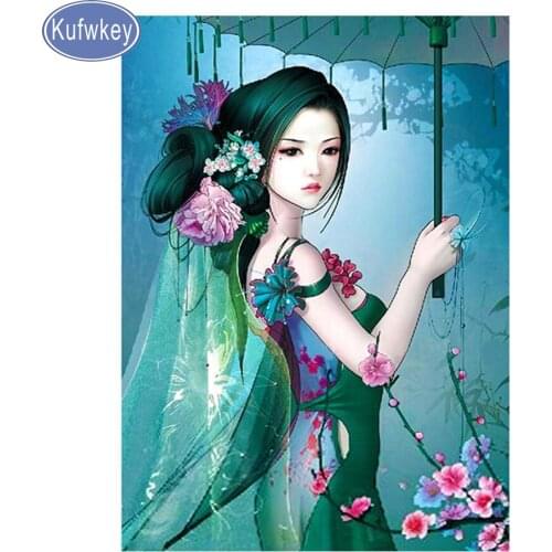 DIY,Diamond Painting"Chinese girl"5d Diamond Embroidery Square Drill Resin,3d Cross Stitch,Diamond Mosaic painting,Rolled Up