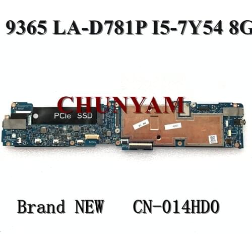 Brand NEW I5-7Y54 8GB For DELL XPS 13 9365 Motherboard BAZ80 CAZ80 LA-D781P CN-014HD0 14HD0 Mainboard 100% tested