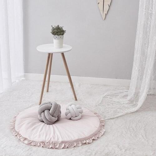 Solid Color Ruffle Rim Round Crawling Mat Rug Baby Playing Floor Sleeping Rug Cushion Pad Decor