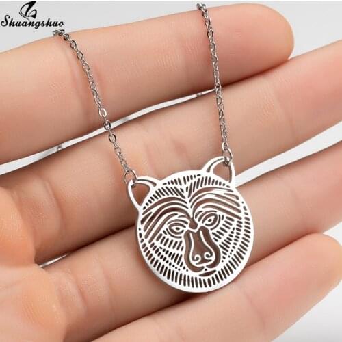 Shuangshuo Stainless Steel Necklace Bear Necklace & Pendant Origami Cute Animal Choker Jewelry Gift boucle d'oreille