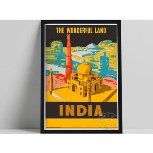 World Travel Art Poster, The Wonderful Land India Still Life Canvas Painting, Vintage Nordic Scenic Spot Wall Picture Home Decor