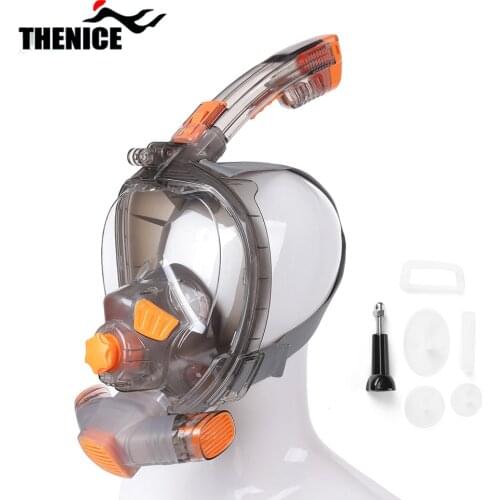 Professional Free Diving Mask Can Be Connect with Oxygen Tank Full Face 180° View Snorkeling Scuba Safety Breathe Anti Fog Swim