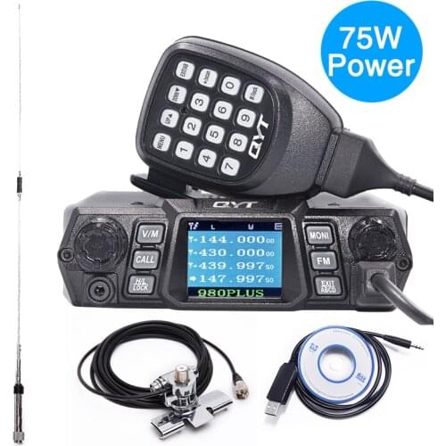 QYT KT-980 PLUS High Power 75W(VHF)/55W(UHF) Dual Band Quad Standby Base Mobile Radio KT-980Plus Car Radio HAM KT980PLUS
