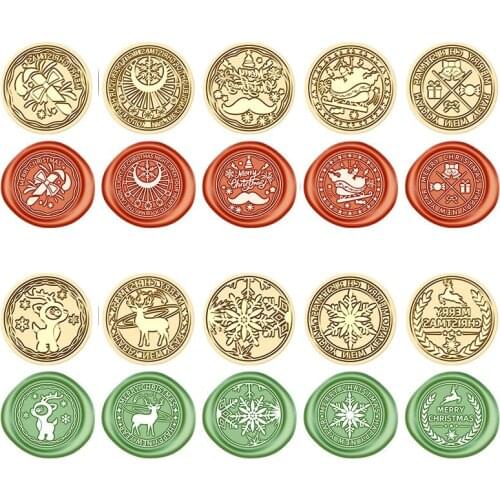 Christmas Pattern Wax Seal Stamps Retro Happy Birthday Antique Wooden Sealing Scrapbooking Craft Christmas Snowflake Invitation