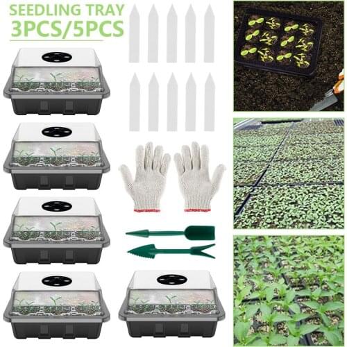 3/5PCS 12 Cells Seed Starter Tray Kit Nursery Pot Plant Root Growing Box Greenhouse Seeding Germination Reusable Garden Tool