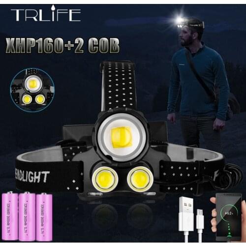 Super 16Cores XHP160 Most Powerful Led Headlamp 7800mAh 18650 Rechargeable Head Flashlight Headlight Fishing Head Lamp With COB