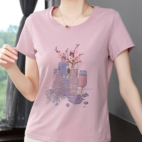 Vintage T Shirt Cotton Tee Shirt Embroidery Flowers T-Shirt Women Summer Top Casual Folk Style Female Short Sleeve Tshirt Femme