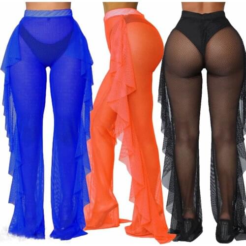 Women One Size Flower Print Patchwork Mesh White See Through Ladies Outwear Long Sleeve Beachwear Cover Ups