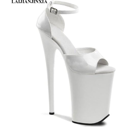 LAIJIANJINXIA New summer womens sandals stiletto 23 cm ultra high heels Shoes sexy stage show 9 inch model nightclub sandals