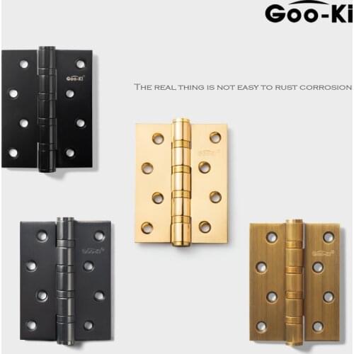 1 Pcs Goo-Ki 4 inches Modern Stainless Steel Door Hinges For Solid Wood Door for Decoration Furniture Hardware Black Hinges