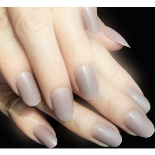 24pcs Nail Art Round End Oval False Nails Light Coffee Brown Fake Nails Tips Manicure Artificial Nails R26-388x