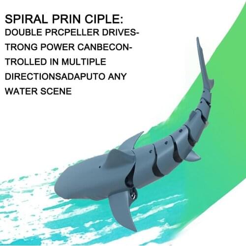 34 * 14 * 9cm 1:18 2.4G Simulation Remote Control Shark Rechargeable Toy Boat Waterproof For Swimming Bathroom Pool Battery A6G5