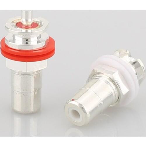 4pcs Hi-End Brass Silver plated RCA socket RCA female socket connector Hifi audio RCA Female Plug
