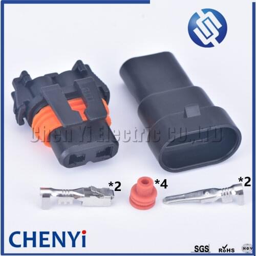 5 sets Delphi 2 pin male female waterproof AC Power Wiring Harness Connector car lamp connector automotive HID Xenon plug DJ9005