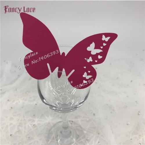 50pcs Laser Cut New Paper Butterfly Name Place Card, Wedding Place Cards, Customized Wedding Table Marker Wine Glass Cards
