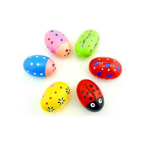 6pcs Wooden Percussion Musical Eggs Maracas Egg Shakers Baby Toy Noise Maker