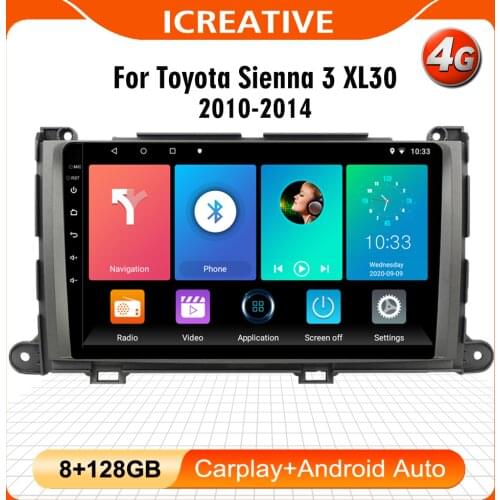 9" android 2 Din Car gps player for Toyota Sienna 2010-2014 car radio multimedia navigation stereo head unit