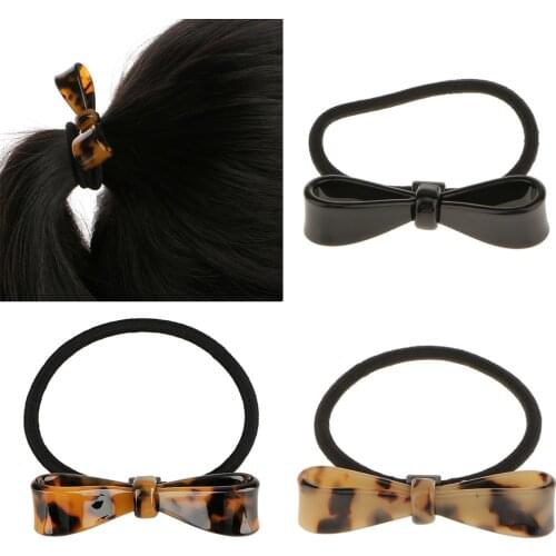 Acrylic Bowknot Leopard Print Elastic Hair Ties Pony Holder Accessory
