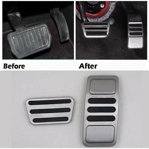 DEE Car Accessory For Ford Mustang Automatic,Stainless Steel Accelerator Gas Brake Modified Pedal Plate Pad,Decoration Stickers