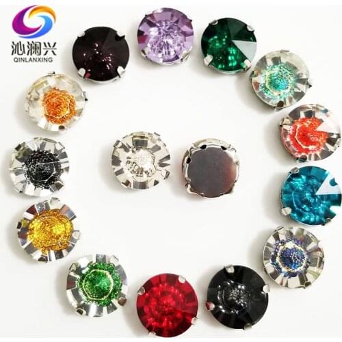 Free shipping 12mm 10pcs/pack Round shape High quality Glass Crystal sew on claw rhinestones,Diy Clothing accessories