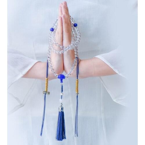 Brazilian white crystal bracelet natural 108 Buddha beads Vajrasana counter repair Dharma string