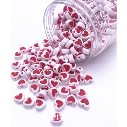 New 50pcs 8mm Rose Heart Beads Acrylic Spacer Beads Fit Jewelry Making DIY Bracelet Jewelry Accessories#05