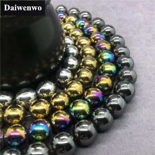 4 Colors Hematite Beads 4-12mm Round Natural Loose Stone Diy for Bracelet Men