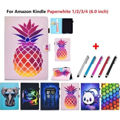 Tablet Cover For Amazon Kindle Paperwhite 4 Case Kawaii Panda Glasses Elephant Flip Shell For Paperwhite 3 2 1 2015 2017 6.0"