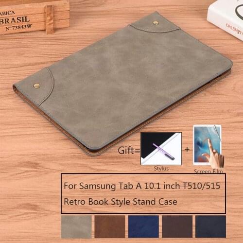 Stand Tablet Case for Samsung Galaxy Tab A 10.1 2019 SM-T510 SM-T515 funda PU Leather Flip Retro Cover Protective Shell