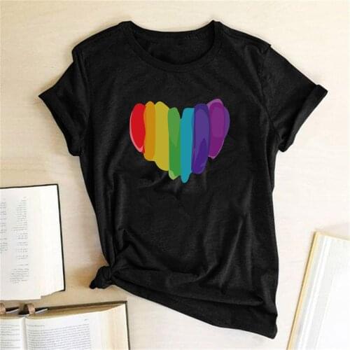 Color Love Heart Print Women T-shirts Fashion Female T-shirts Harajuku Graphic Tees Funny T Shirts Kawaii 90s Aesthetiic Clothes