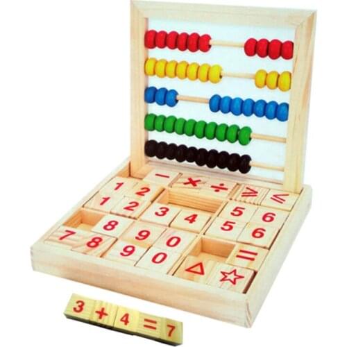 Kids Math Toys Puzzle Preschool Arithmetic Lettered Cognitive Building Blocks Multi-functional Wood Educational Toy For Children