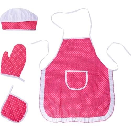 Children Chef Set DIY Cooking Baking Suit Toys Set New Pretend Play Apron Gloves Cooker Gift for Kids