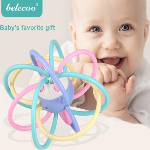 Baby Teether Molar Stick Rattle Baby Educational Toy Manhattan Hand Catch Ball