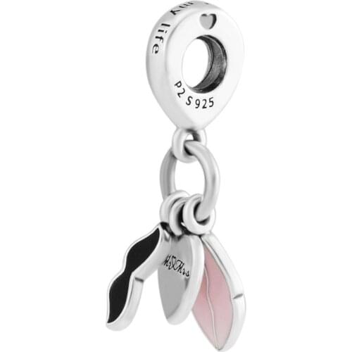 DIY Fits for Pandora Charms Bracelets Love Couple Dangle Beads with Mixed Enamel 100% 925 Sterling-Silver-Jewelry Free Shipping