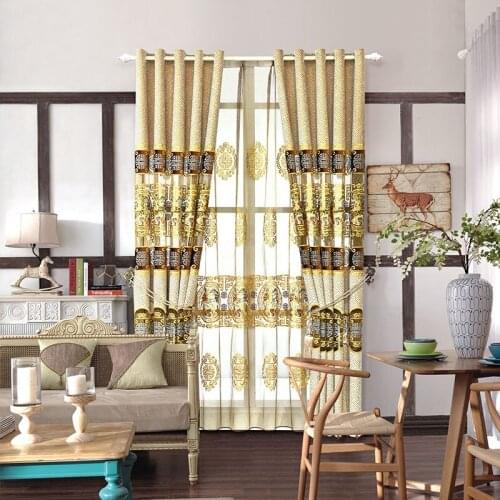 European Luxury Embroidered Hollow Curtain for Living Room Elgent Fabric for Bedroom French Windows Full Top Drape ZH431Y