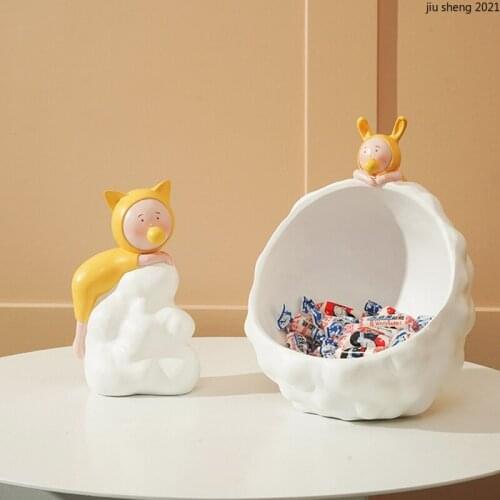 European Resin Rabbit Panda Ornaments Cute Animal Figurines Home Keys Snacks Jewelry Storage Boxes Home Ornaments Birthday Gifts